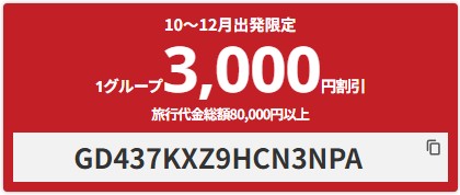 【国内航空券+ホテル】3000円OFFクーポン