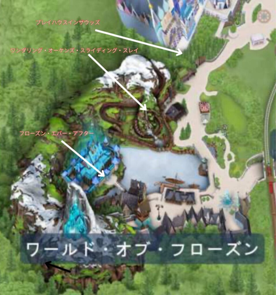 香港ディズニーランド ワールドオフフローズンエリアのマップ